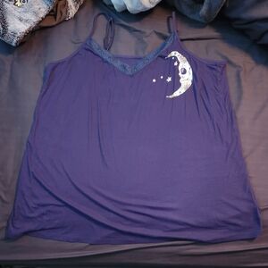 Torrid Purple/Navy Lace Super Soft Moon/Sugar Skull Ribbed Sleep Top Size 3